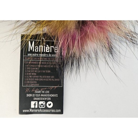 Maniere Girls Rainbow Genuine Fur POM POM Hat New - Picture 5 of 5